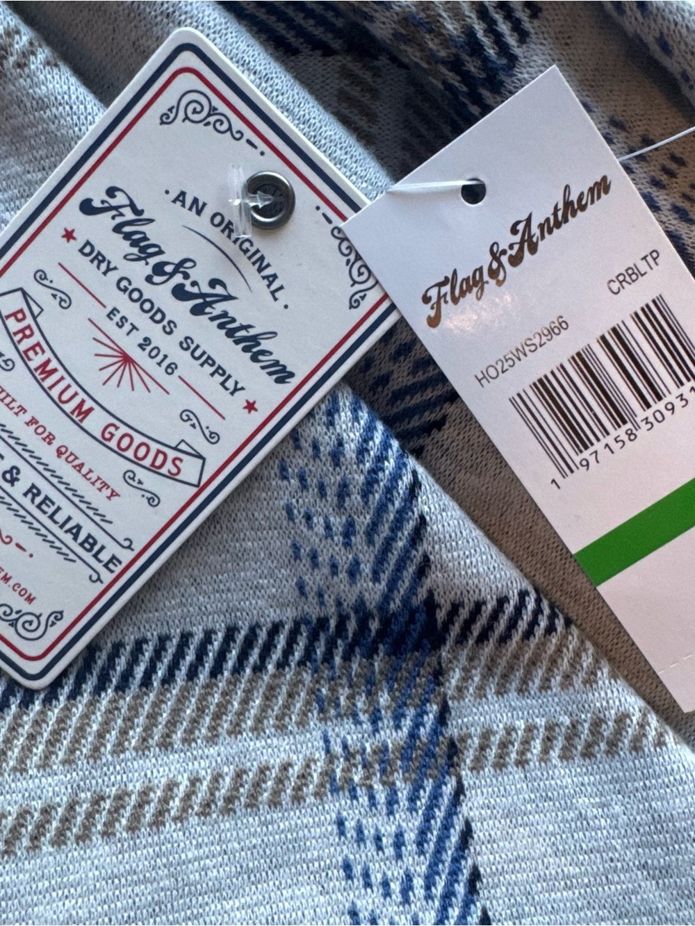 Flag & Anthem Gray Blue Plaid Stretch Flannel Shirt | Size Large NWT - Picture 7 of 9
